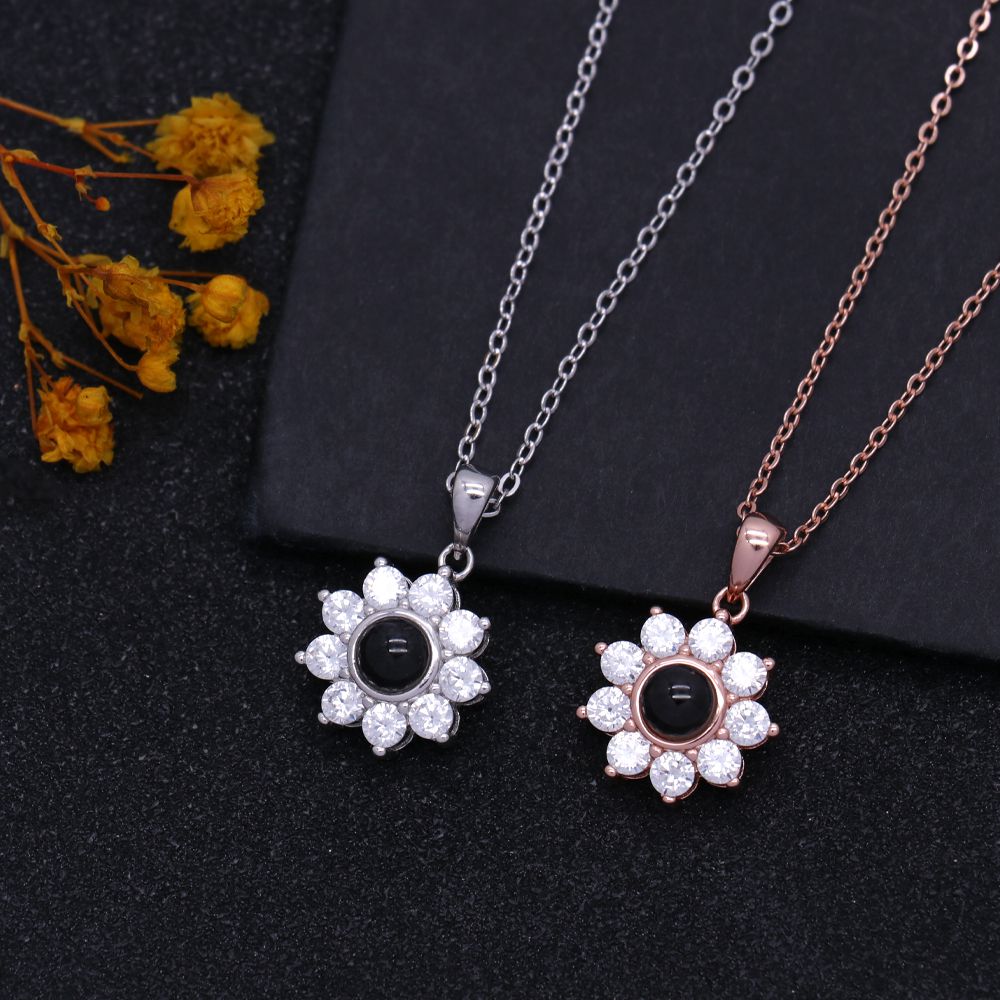 Personalized Photo Projection Necklace - Sunflower